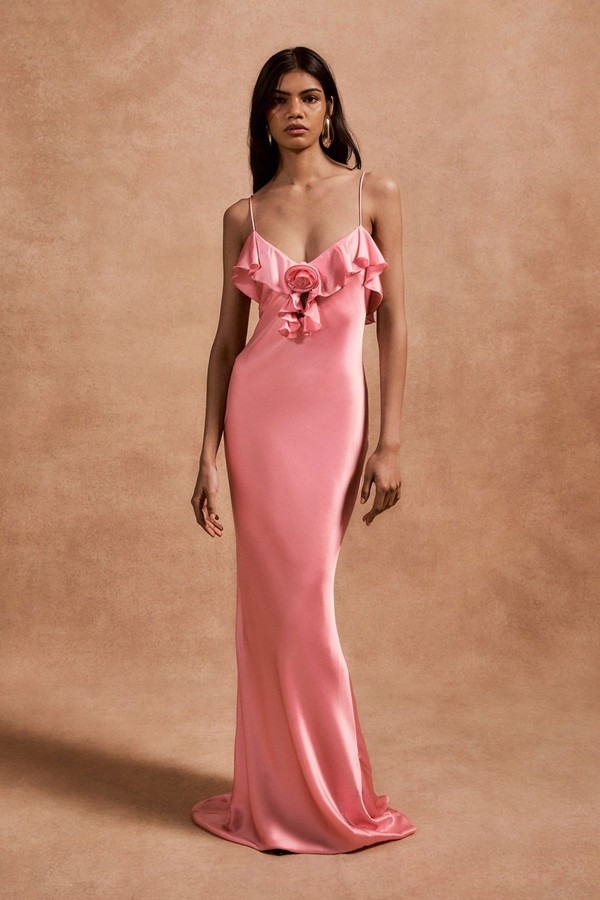 Esperanza Long Dress In Ballet Silk Satin from De La Vali