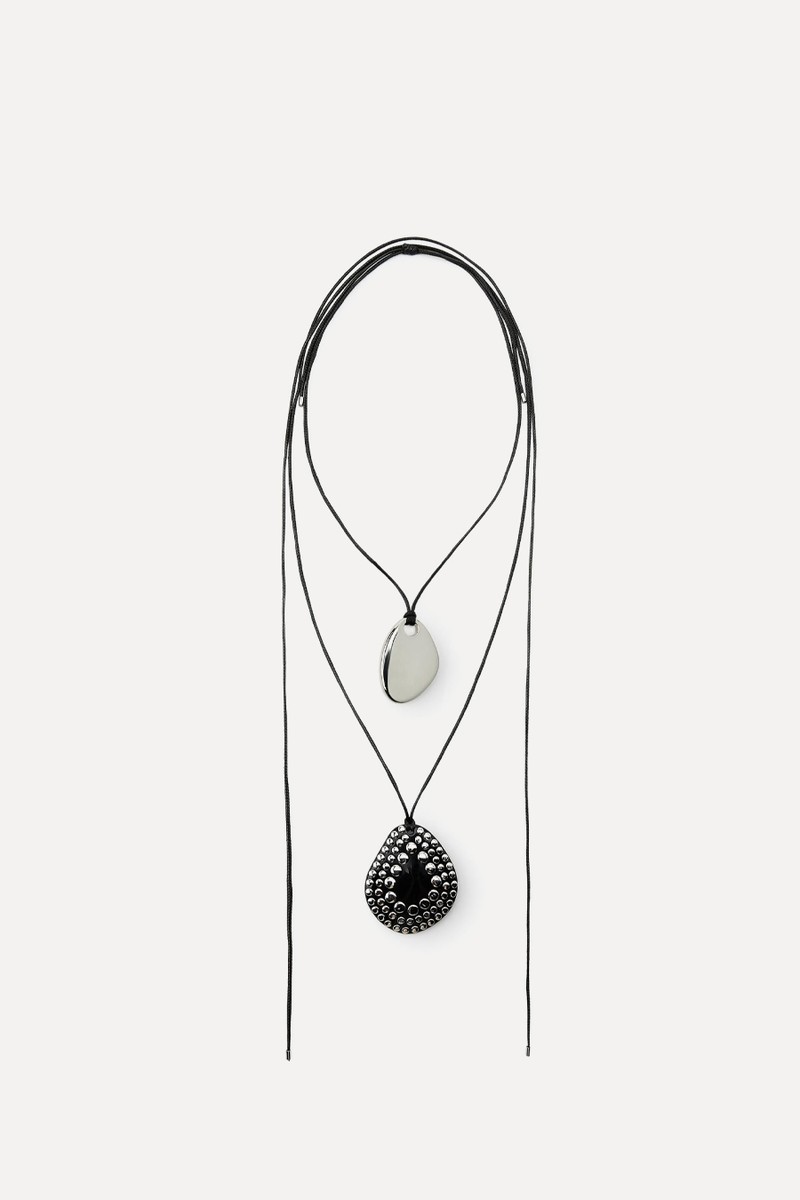 Pack Of 2 Cord Necklaces With Studs