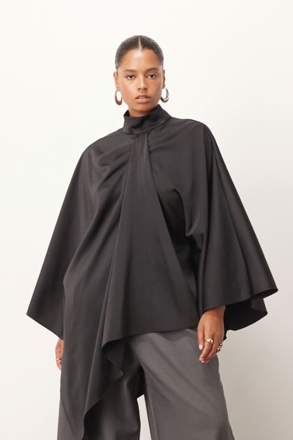 Curve High Neck Drape Cape Top