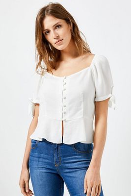 Ivory Button Down Milkmaid Top