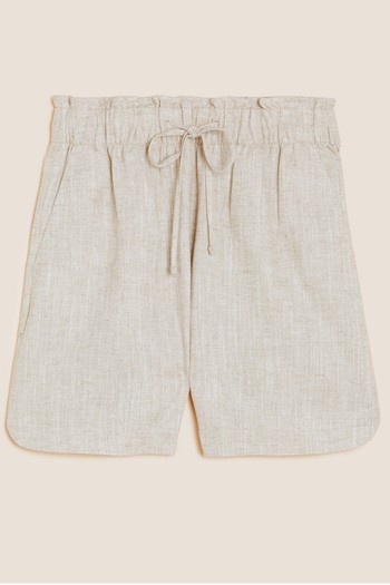 Linen Blend High Waisted Shorts