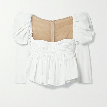 Kim Ruched Satin-Crepe & Tulle Top, £1,090 | Khaite