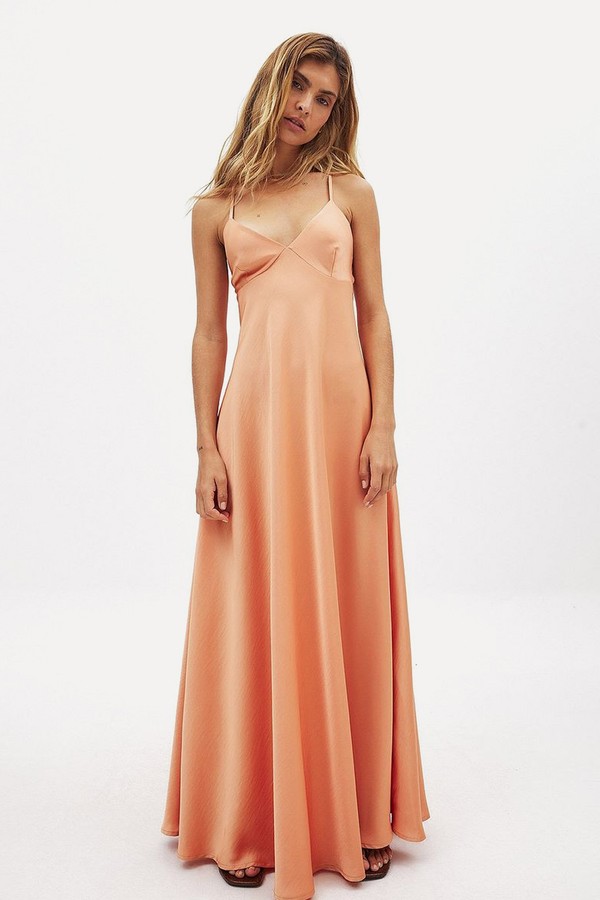 Satin Tie Back Volume Dress from NA-KD