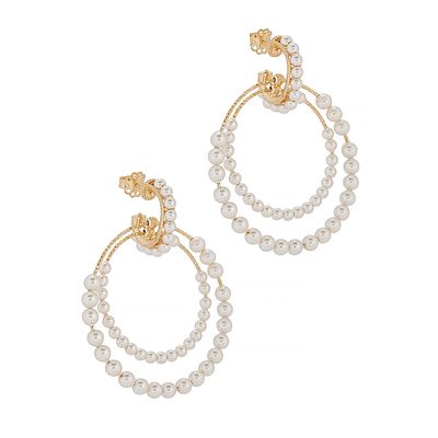 Swarovski Pearl 24kt Gold Vermeil Hoop Earrings from Soru Jewellery