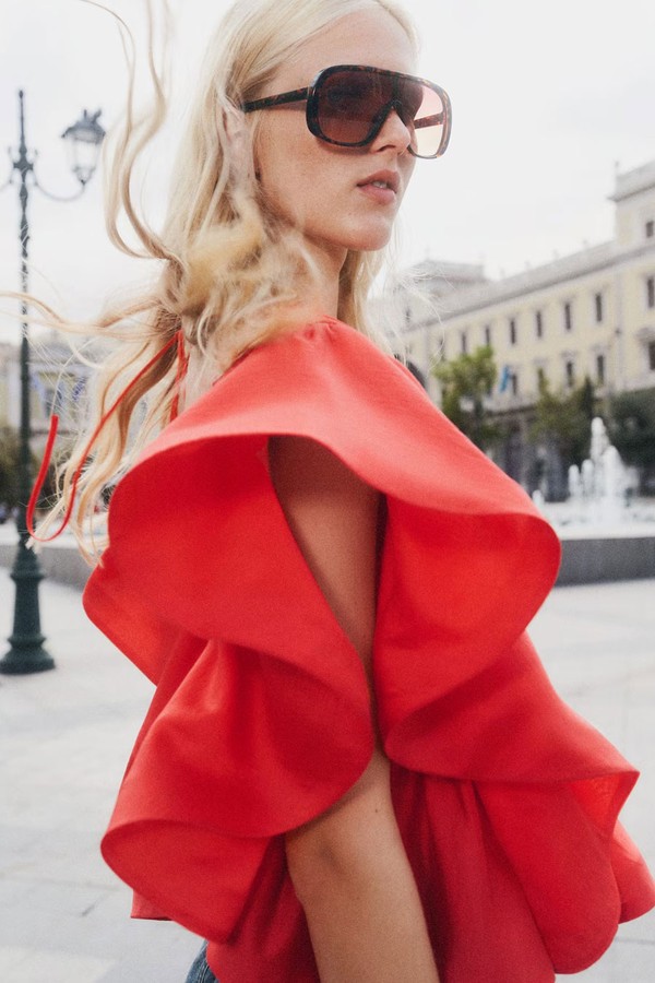 Ruffle V-Neck Blouse from & Other Stories 
