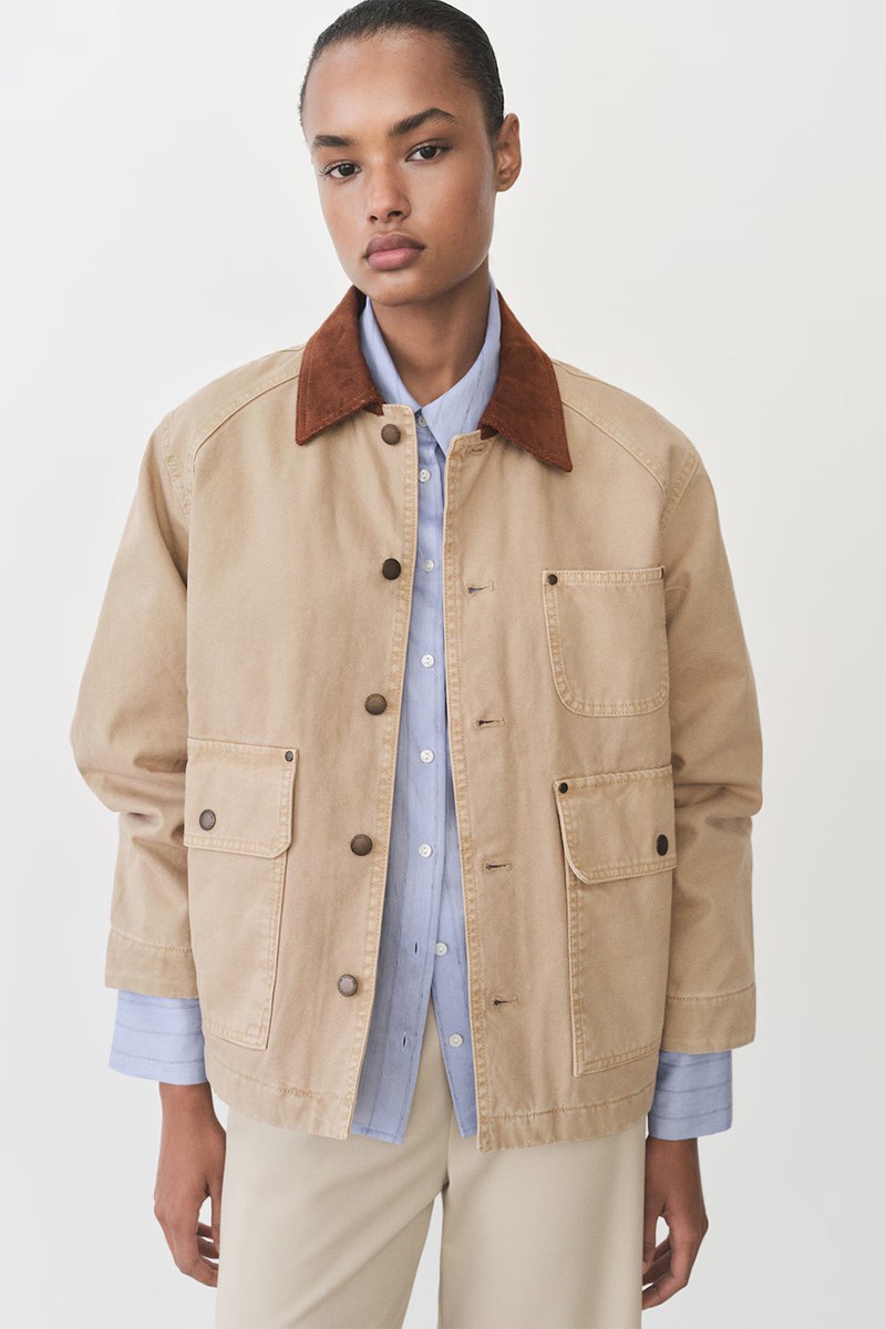 Denim Parka With Contrasting Collar