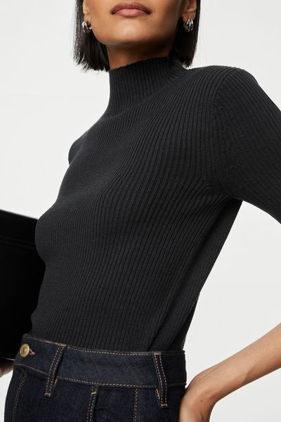 Merino Wool Rich Funnel Neck Jumper