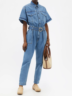 Arie Belted Denim Jumpsuit from Frame