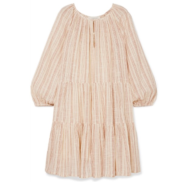 The Prairie Tiered Striped Cotton Mini Dress from The Great