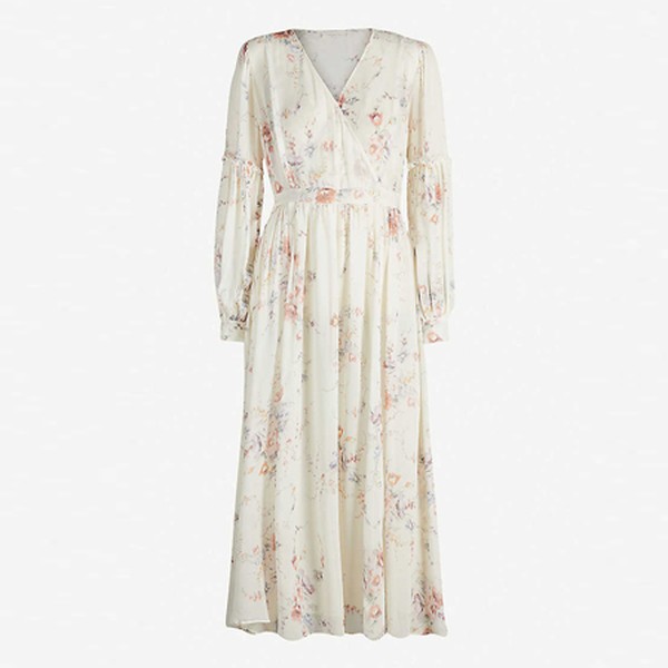 Leah Ruched Floral-Print Midi Dress from LoveShackFancy