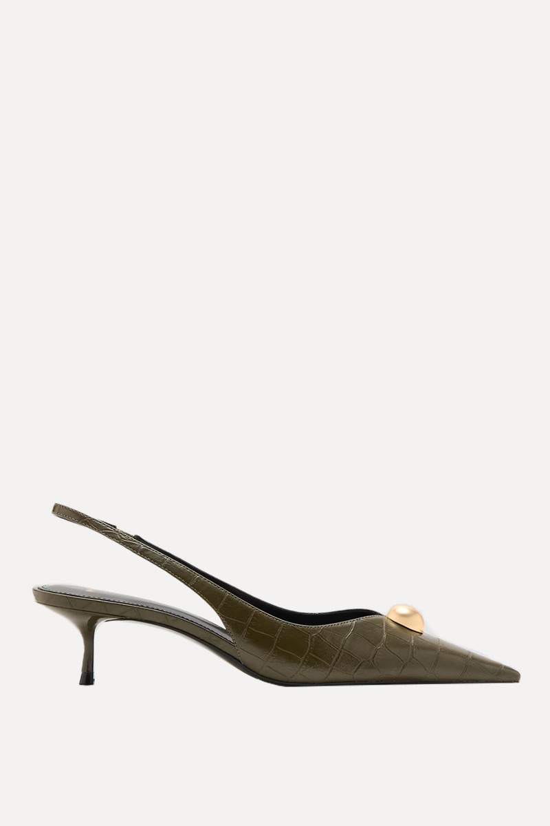 Croc-Effect Leather Shoes from Mango