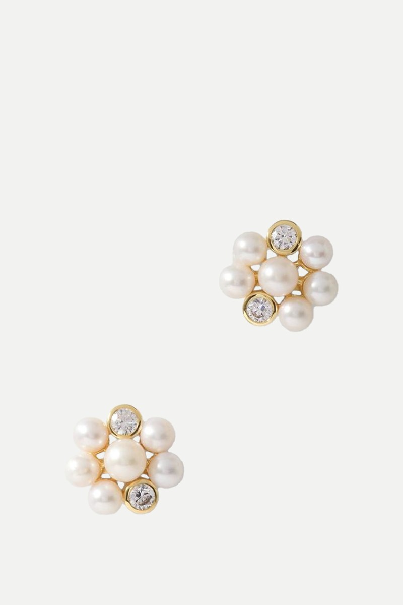 Lightdrops Recycled Gold-Vermeil, Pearl And Cubic Zirconia Earrings from Completedworks