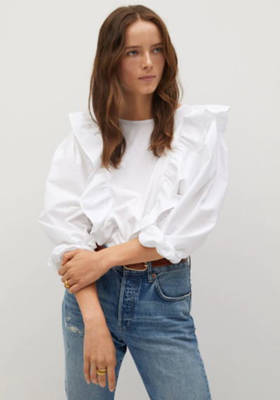 Ruffled Cotton Shirt from Mango