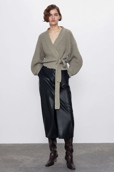 Cropped Cardigan With Belt from Zara