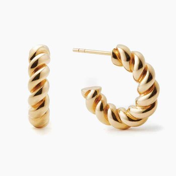 Mini Chunky Twist Hoops Yellow Gold Vermeil from Otiumberg