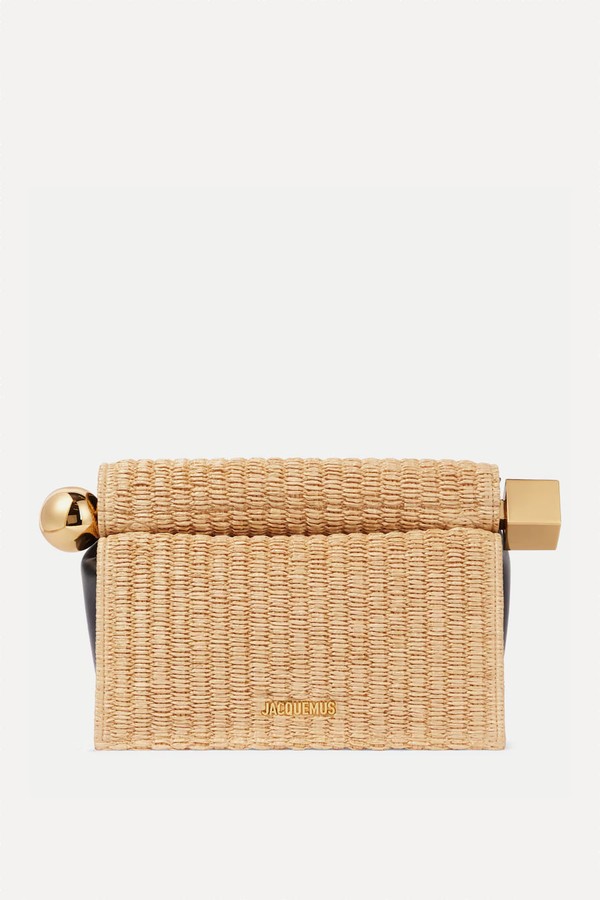 Rond Carré Woven Raffia-Effect Clutch from Jacquemus