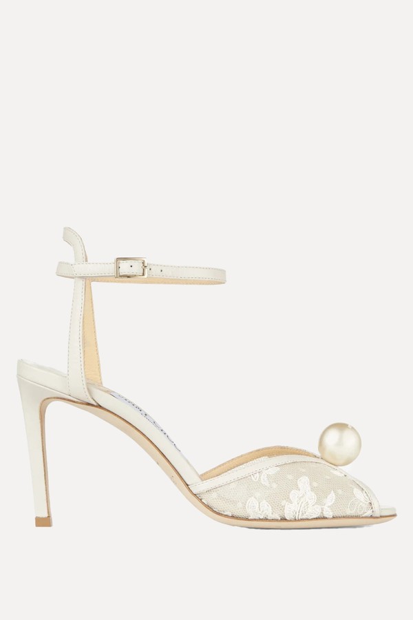 Sacora 85 Floral Lace Sandals With Pearl Detail
