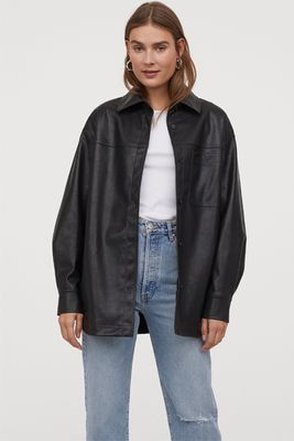 Imitation  Leather Shirt Jacket from H&M