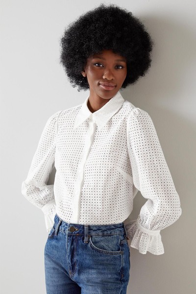 Kitty White Cotton Eyelet Shirt from LK Bennett