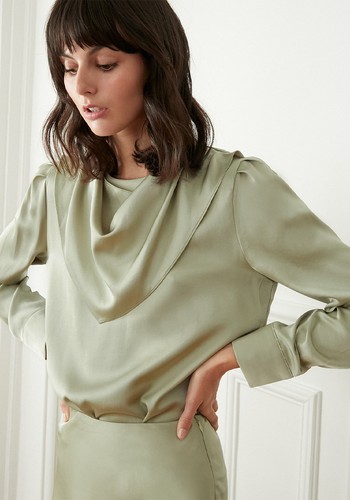 Pistachio Scarf Neck Blouse from Pixie Market