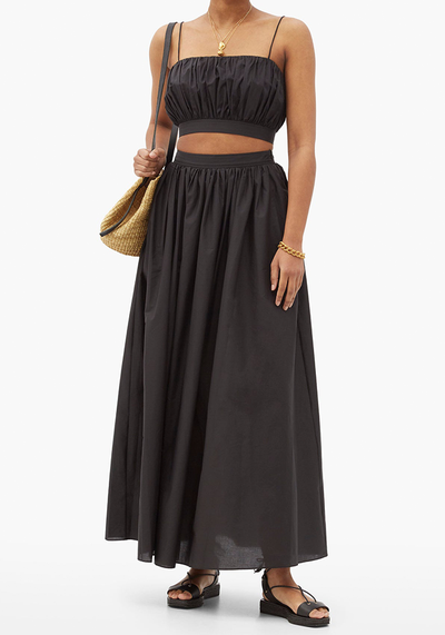 Gathered Cotton Maxi Skirt from Matteau