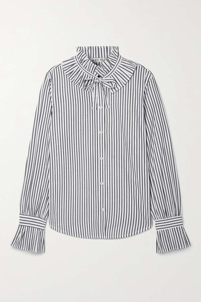 Aurora Ruffled Striped Cotton-Poplin Shirt from Alex Mill