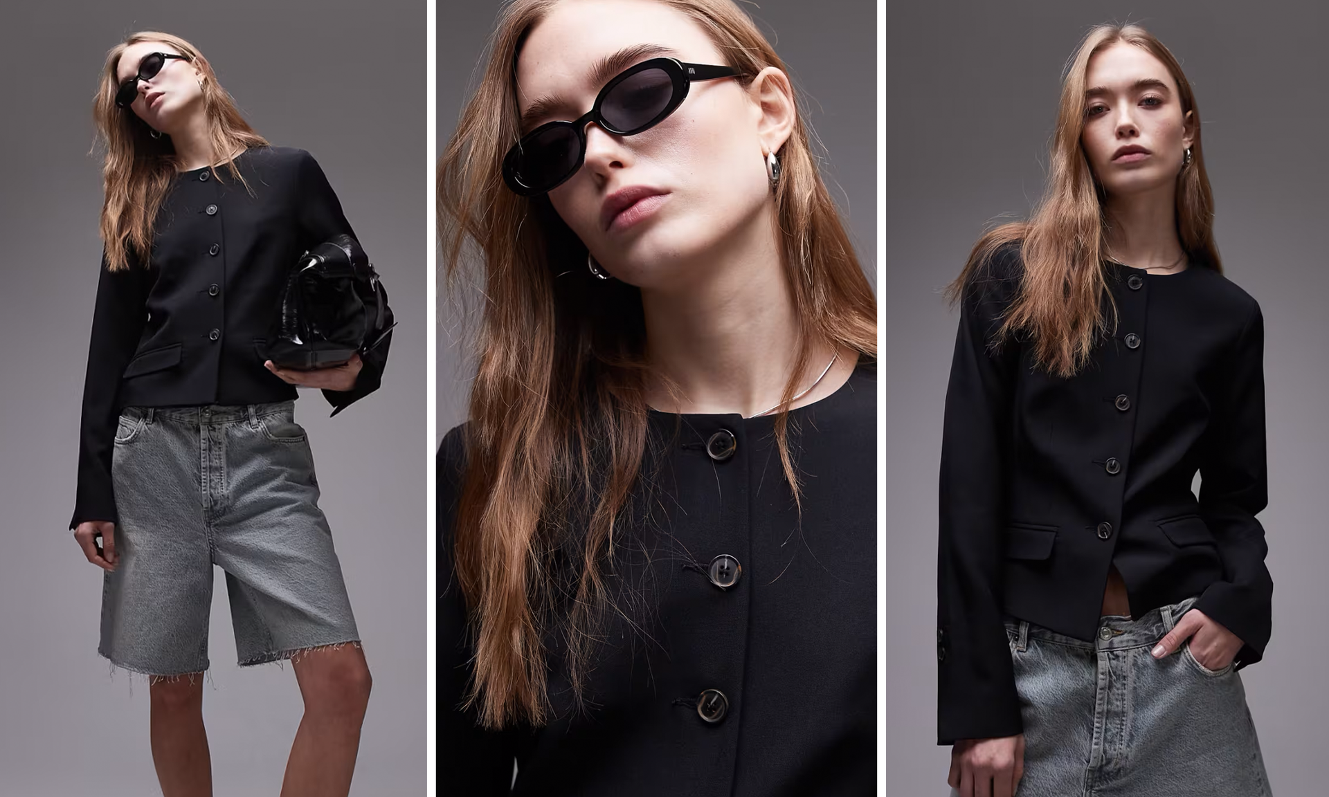 Round Neck Collarless Blazer from Topshop