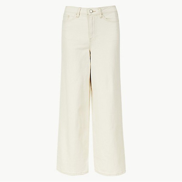 High Waist Wide Leg Cropped Jeans