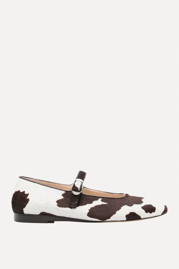 Cow-Print Calf Hair Ballerina Shoes from Le Monde Beryl