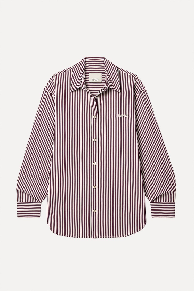 Fabriza Embroidered Striped Cotton-Poplin Shirt from Isabel Marant