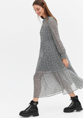 Animal Print Chiffon Midi Oversized Smock Dress