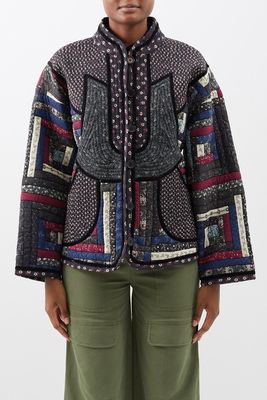 Alani Velvet-Trim Quilted Cotton Jacket from SEA