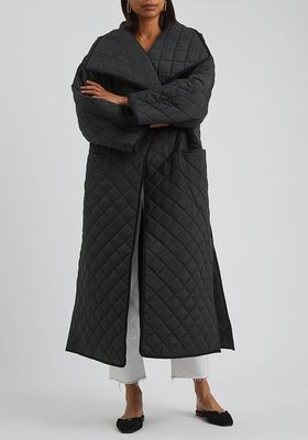 Black Quilted Longline Shell Coat from  Totême