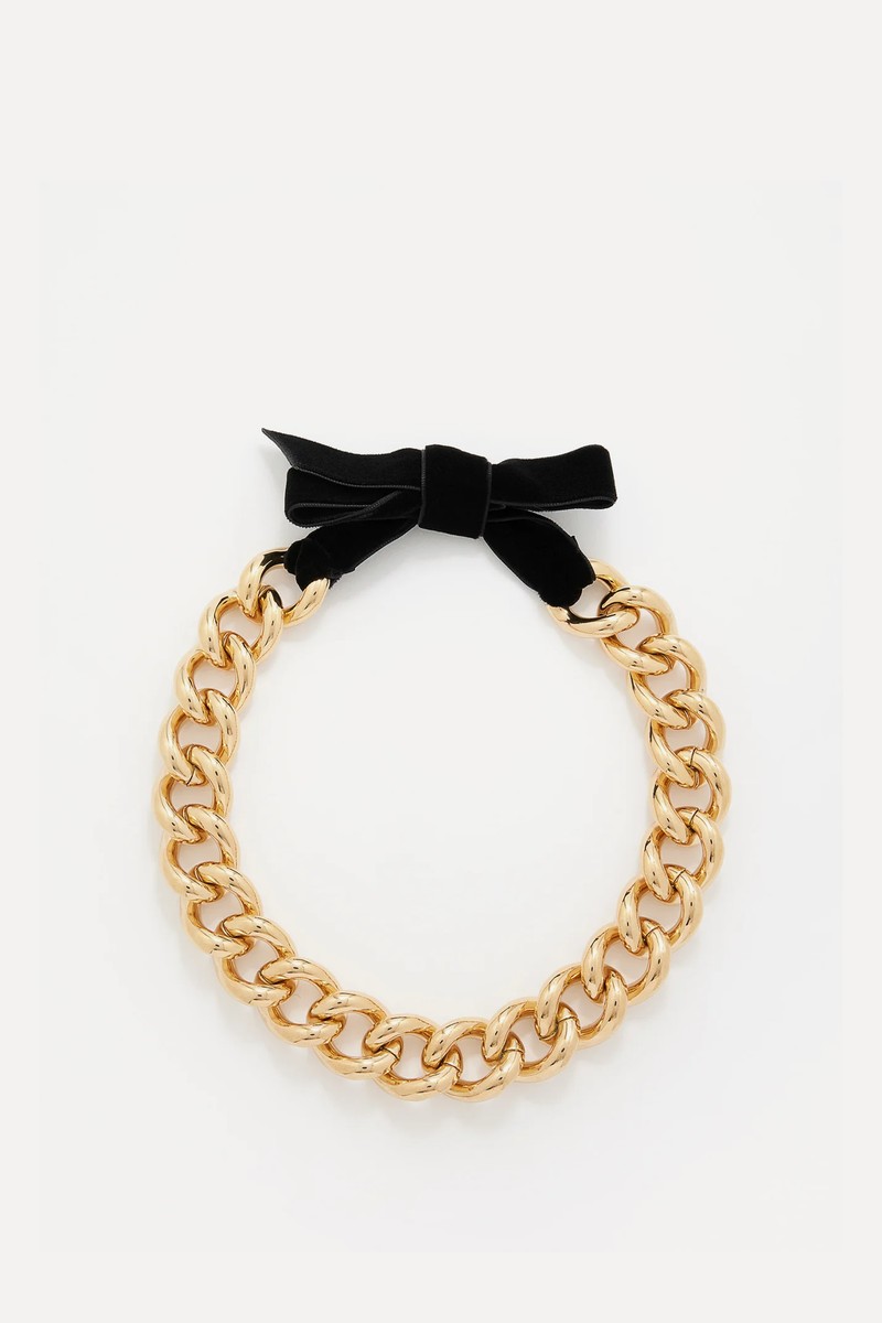 Cara Velvet-Bow 18kt Gold-Plated Necklace from By Alona