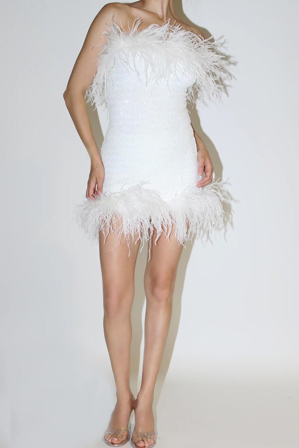 Paillettes Plumage Mini Dress from Oséree