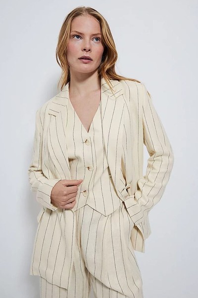 Pinstripe Linen Blend Blazer