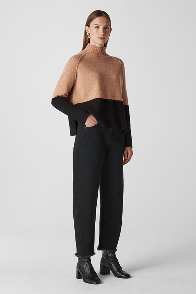 Colour Block Funnel Neck Knit