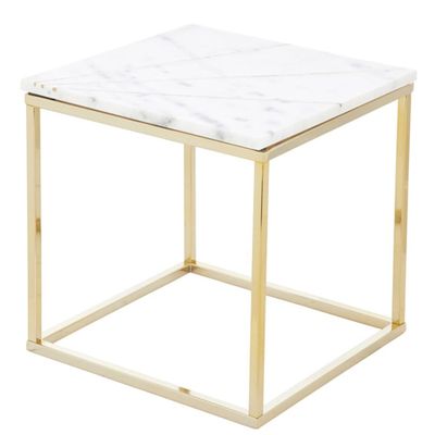 Marble & Gold Tone Square Side Table