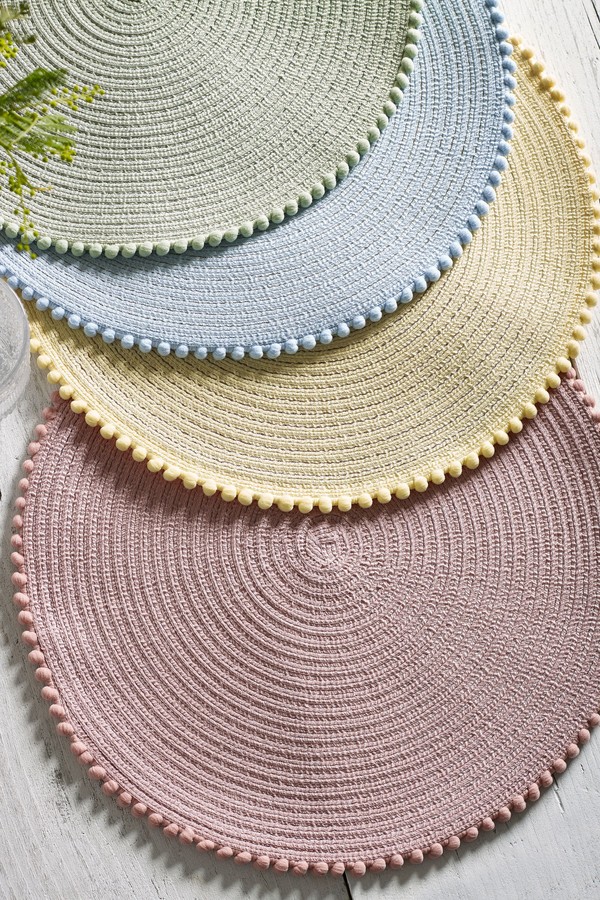 Pastel Set of 4 Pom Pom Placemats