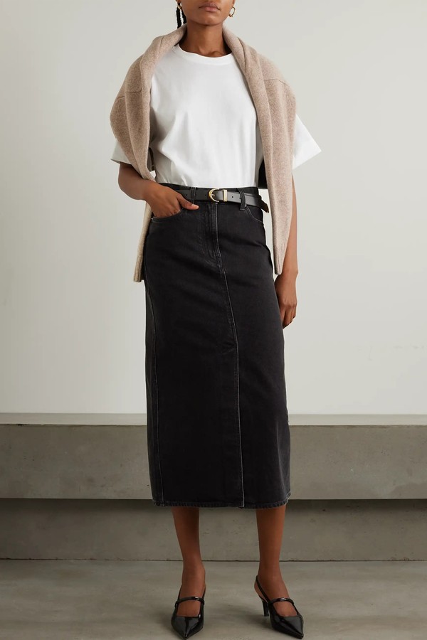 Organic Denim Midi Skirt from LOULOU STUDIO