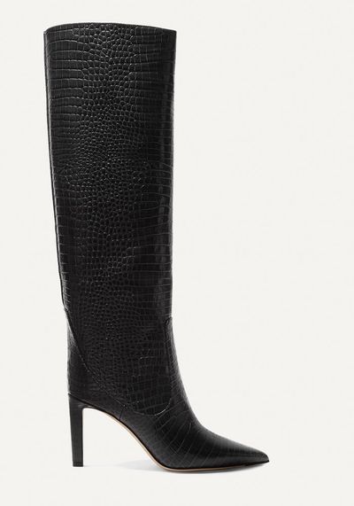 Mavis 85 Croc-Effect Leather Knee Boots from Jimmy Choo