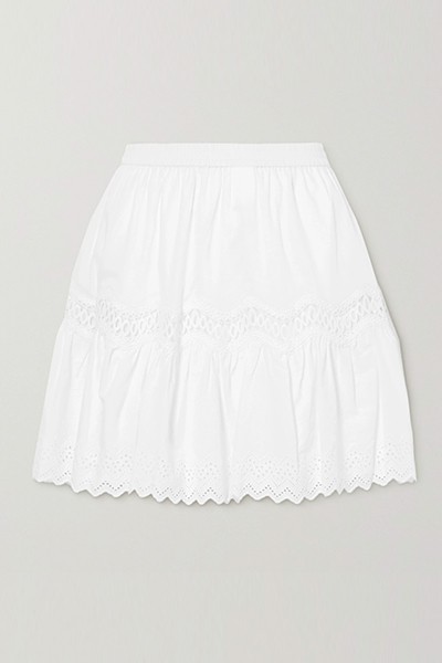 Crocheted Lace And Broderie Anglaise-Trimmed Mini Skirt from Michael Michael Kors