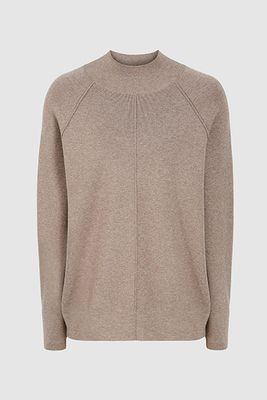 Andrea Knitted Funnel Neck Sweater Brown from Reiss