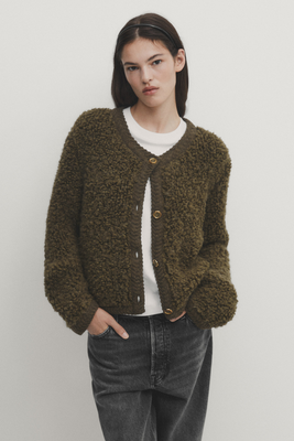 Bouclé Knit Cardigan With Buttons from Massimo Dutti