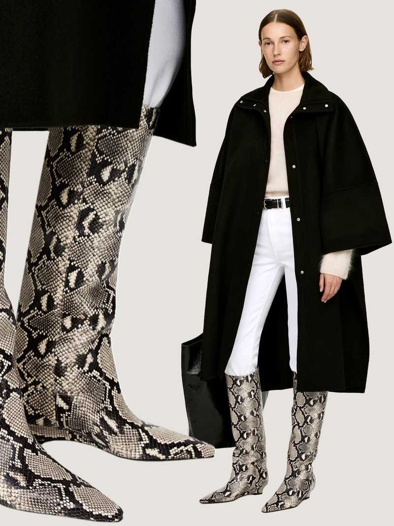 Wedge-Heel Leather Boots