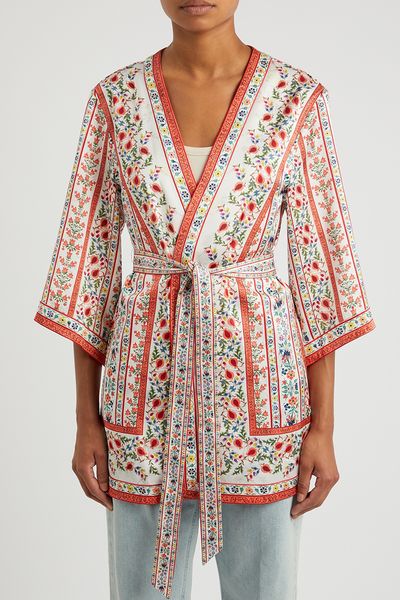 Domino Printed Reversible Satin Kimono Jacket from Alice + Olivia