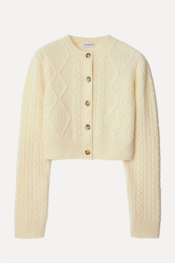 Cropped Aran Wool Blend Cardigan