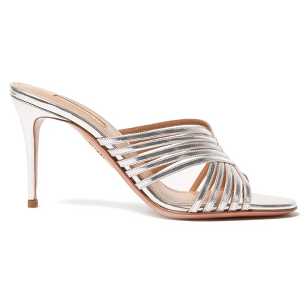 Hydra 85 Cross-Strap Leather Mules from Aquazzura