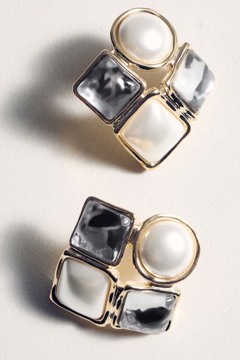 Combined Square Earrings from Mango