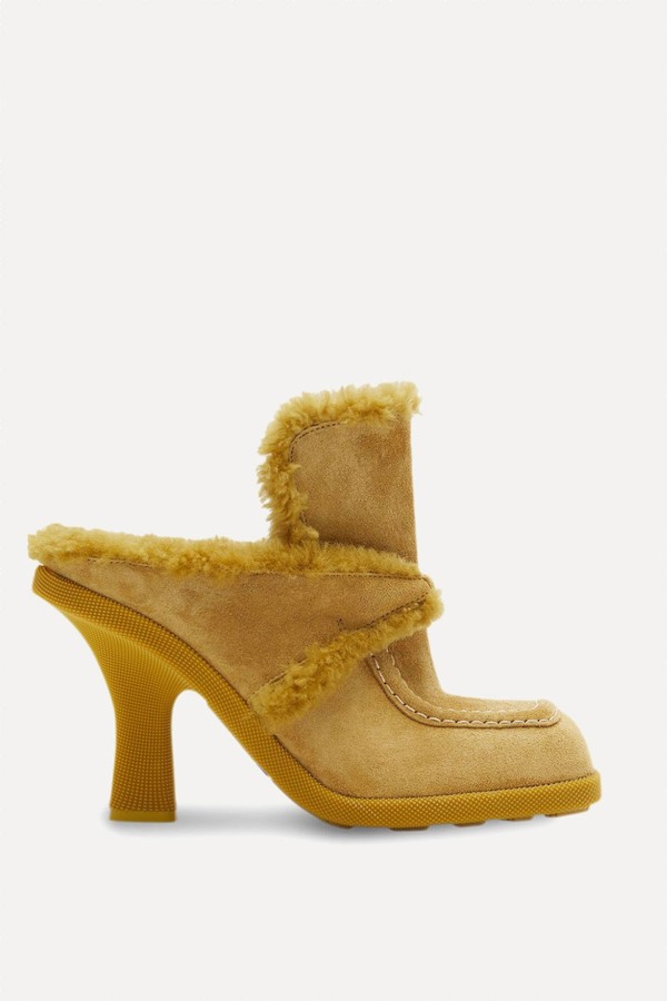 Ekd Shearling-Lined Suede Mules from Burberry